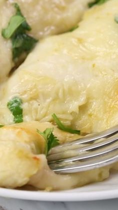 a close up of a plate of food with a fork