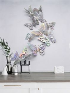 Plateado  Collar  Papel   Embellished Home Office Colors, Office Colors, 3d Butterfly, Butterfly Theme