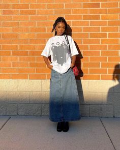 Thrifting Vintage, Jean Skirt Outfits, Maxi Skirt Outfits