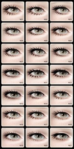 an image of many different types of eyes with long lashes and eyelashes on each side