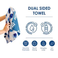 the dual sided towel is shown with instructions on how to use it