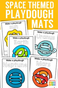 printable space themed playdough mats with the words make a playdough