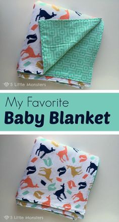 two baby blankets with the words, my favorite baby blanket on top and an image of horses