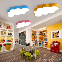 the children's playroom is clean and organized