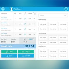 a computer screen showing the user's options for their product or service, including cash and credit cards