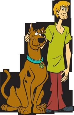 a person standing next to a brown dog