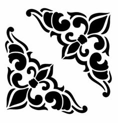 the letter k is made up of black and white floral designs on a white background