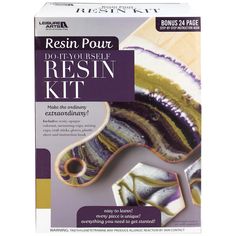 the resin pour do - it - yourself resin kit is in its packaging box