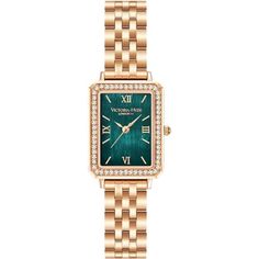 *Elegant Women's Watch: Rectangular Green Mother Of Pearl Dial; The Case Is Flanked By Clear Crystals And This Makes It Pop And Stand Out. *Gorgeous Watch Feature: Japanese Quartz Movement; Case Size: 2228 Mm; Case Thickness: 7.2mm; Black Watch Band Length: 180mm; Width: 14 Mm *Black Watch Band: The Material Of Watch Band Is Genuine Leather; You Can Easily Adjust The Strap Length, Sturdy And Durable But It Also Feels Comfortable. *Waterproof Woman Watches: 30m/99ft Water Resistant; In General, W Square Watch Women, Woman Watches, Rectangle Watch, Pretty Gifts, Watch Green, Queens Jewels, Jewel Box, Future Plans, Clear Crystals