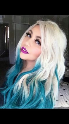 . C4 Hair, Blue And Blonde Hair, White And Blue Hair, White Ombre Hair, Angelic Face, Grey Blonde Hair