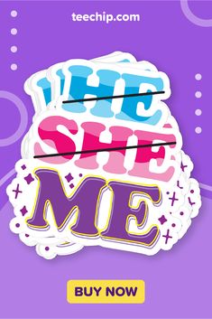 the shop me sticker is displayed on a purple background