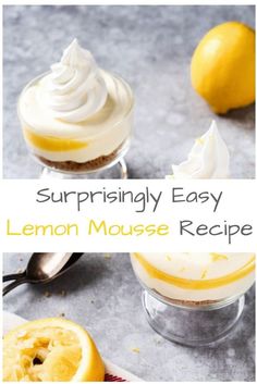 lemon mousse dessert in small glass dishes