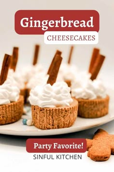 gingerbread cheesecakes are served on a plate