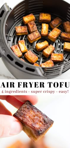 air fryer tofu recipe with text overlay