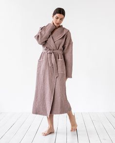 Women's waffle robe in Woodrose - MagicLinen Linen Gown, Linen Bathrobe, Shower Bag, Cotton Bathrobe, Robe For Women, Review Clothing, People Png, Linen Robe, Wrinkled Clothes