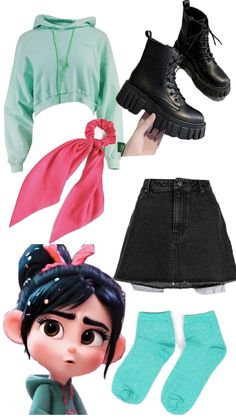 an assortment of clothing and accessories including socks, boots, headbands and shoes