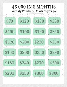 the $ 5, 000 in 6 months weekly paycheck mark as you go