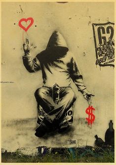 45745910022383|45745911202031 Love Over Money, Banksy Posters, Street Art Love, Banksy Graffiti, Banksy Art, Graffiti Artwork, Wall Art Crafts, Christmas Paper Crafts, Street Graffiti