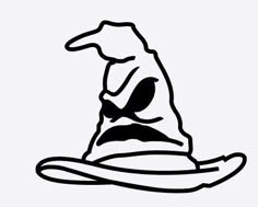 a black and white drawing of a wizard hat