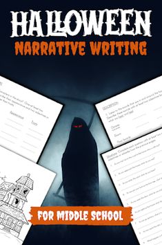 halloween writing for middle school students with an image of a person in a black robe