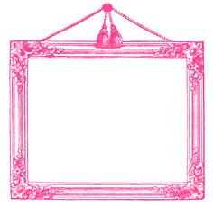 a drawing of a pink frame with a tassel hanging from it's side