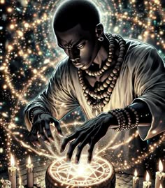 African Magic Aesthetic, Dnd Aasimar, Ancient Future, Chris Brown Outfits, Afrofuturism Art, African Mythology, Male Witch, Black God