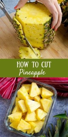 how to cut pineapple in half