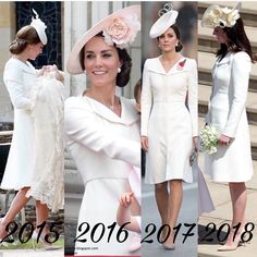 two pictures of the same woman in white dresses and hats, one is holding a flower