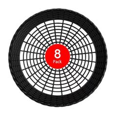 a black wicker basket with the number eight on it's front and bottom