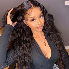 WOWANGEL HD lace wig on model with nature wave style Deep Wave Brazilian Hair, Brazilian Hair Wigs, Deep Wave Hairstyles, Curly Human Hair Wig, Body Wave Hair, Human Hair Lace Wigs, Frontal Wig, Hair Lace, Real Human Hair