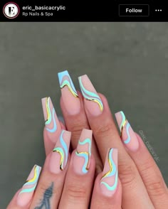 Line Nail Designs, Wave Nails, Summer Nail Ideas, Matte Top Coat, Green Nail Designs, Simple Gel Nails, Lines On Nails, Crazy Nails, Nail Patterns