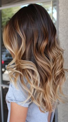 Long Layered Ombre Hair, Baylage Front Pieces, Blond Hair With Balayage, Fall Root Melt Hair, Blonde Ombre Hair Color For Brunettes, Ombre Hair Color With Money Piece, Carmel And Blonde Balayage On Brown Hair, Open Air Balayage, Lived In Brown Balayage