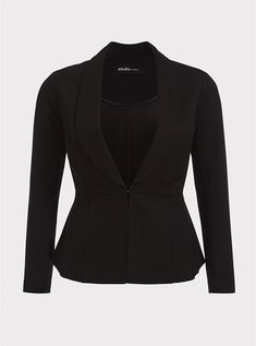 Best Blazer, Workwear Essentials, Peplum Blazer, Black Peplum, Lace Peplum, Basic Jackets, Knit Blazer, Peplum Hem, Matches Fashion