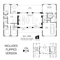 the floor plan for an apartment with multiple rooms and two car garages, including a second