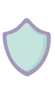 a purple and green shield on a white background