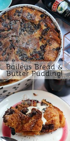 some bread and butter puddings are on a plate