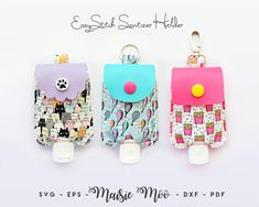 Hand Sanitizer Holder Sewing Pattern, EasyStitch Hand Sanitiser Keychain Template No Sew, Cricut Cut Files Maisie Moo Keychain Template, Keychain Loop, Sanitizer Holder, Mermaid Halloween, Hand Sanitizer Holder, Diy Bag Designs, Bag Designs, Christmas Stocking Stuffers, Craft Sewing