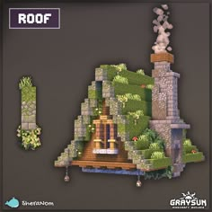 an image of a building made out of plants and rocks with the words roof on it