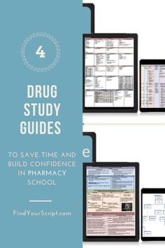 4 drug study guides for pharmacy & medical students. Your complete guide to studying in pharmacy school with medication cheat sheets to study SMARTER not harder. Ace your pharmacy exams + first year student survival guide for tips studying. Study infectious disease ID, cardiology, oncology, neuro/psych and NAPLEX board exams in one location with FindYourScript.com and Dr. Jessica Louie, PharmD, APh, BCCCP. Nursing Student Tips, First Year Student