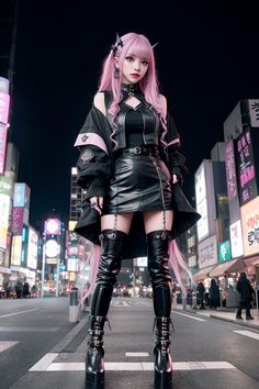 Cyberpunk Womens Fashion, Cyberpunk Cute Outfit, Goth Cyberpunk Outfit, Cute Cyberpunk Outfits, Kawaii Techwear, Cyberpunk Women Fashion, Pink Cyberpunk Outfit, Cyberpunk Inspired Outfit, Japanese Cyberpunk Fashion