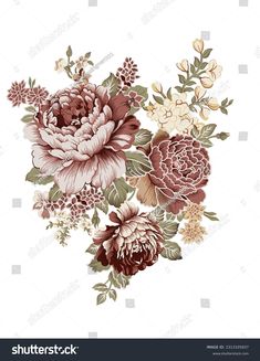 a bouquet of flowers with leaves and buds on a white background stock photo edit now