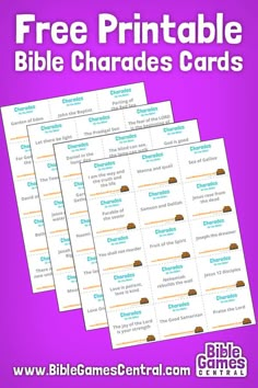 three free printable bible chars cards with the words,'free printable bible char