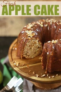 a bundt cake sitting on top of a wooden plate