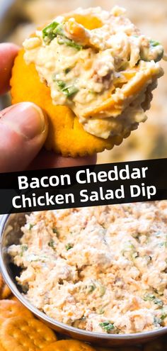 bacon cheddar chicken salad dip with crackers