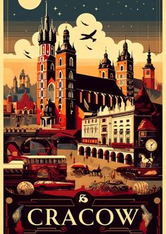 an old poster with the name and image of a city