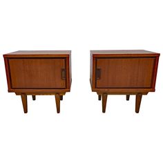 pair of mid century modern nightstands in walnut and mahogany, circa 1950's