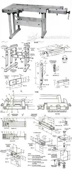 the plans for a workbench and bench are shown in this drawing, which shows how