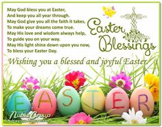 an easter card with colorful eggs and flowers