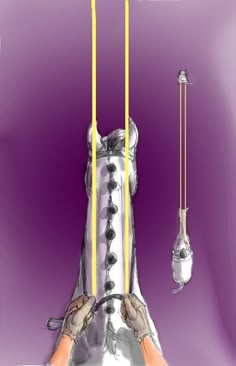 a drawing of a person's legs and feet with yellow wires attached to them