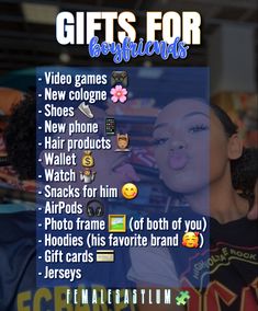 an advertisement with the words gifts for boyfriends